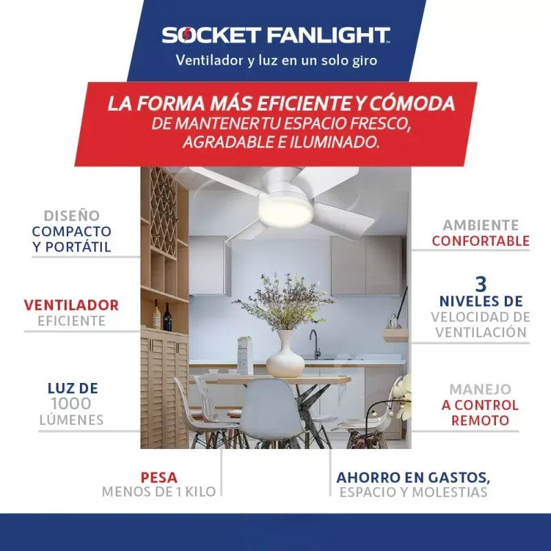 Socket FanLight™ 2 en 1 ~ Ventilador y Luz en un Solo Giro!💡