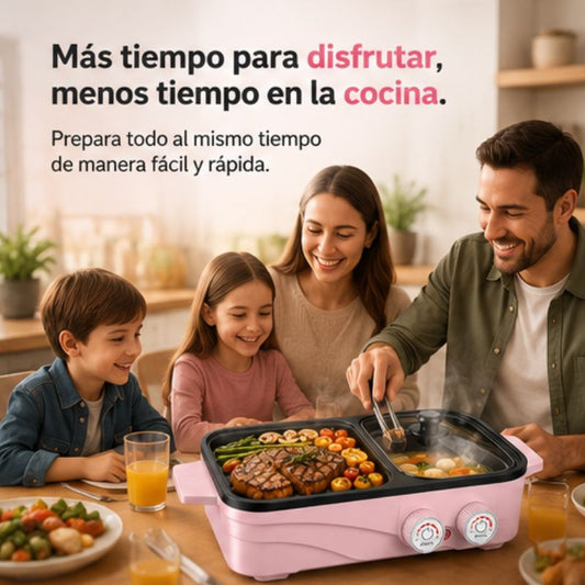 Olla y Parrilla Eléctrica Antiadherente 2 en 1