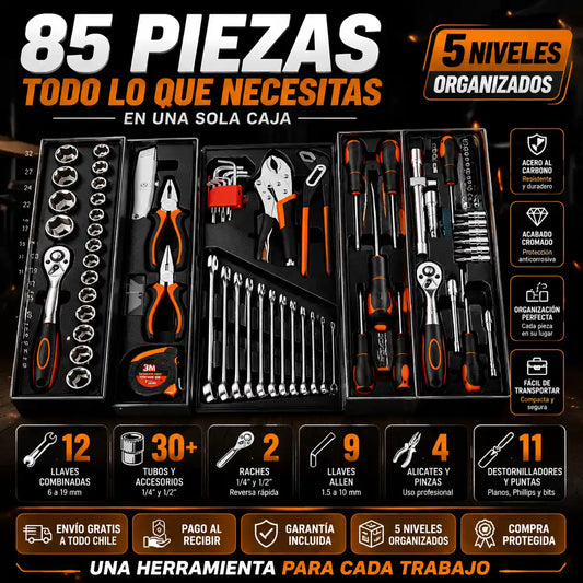 Caja Herramientas 85 Piezas 5 Niveles