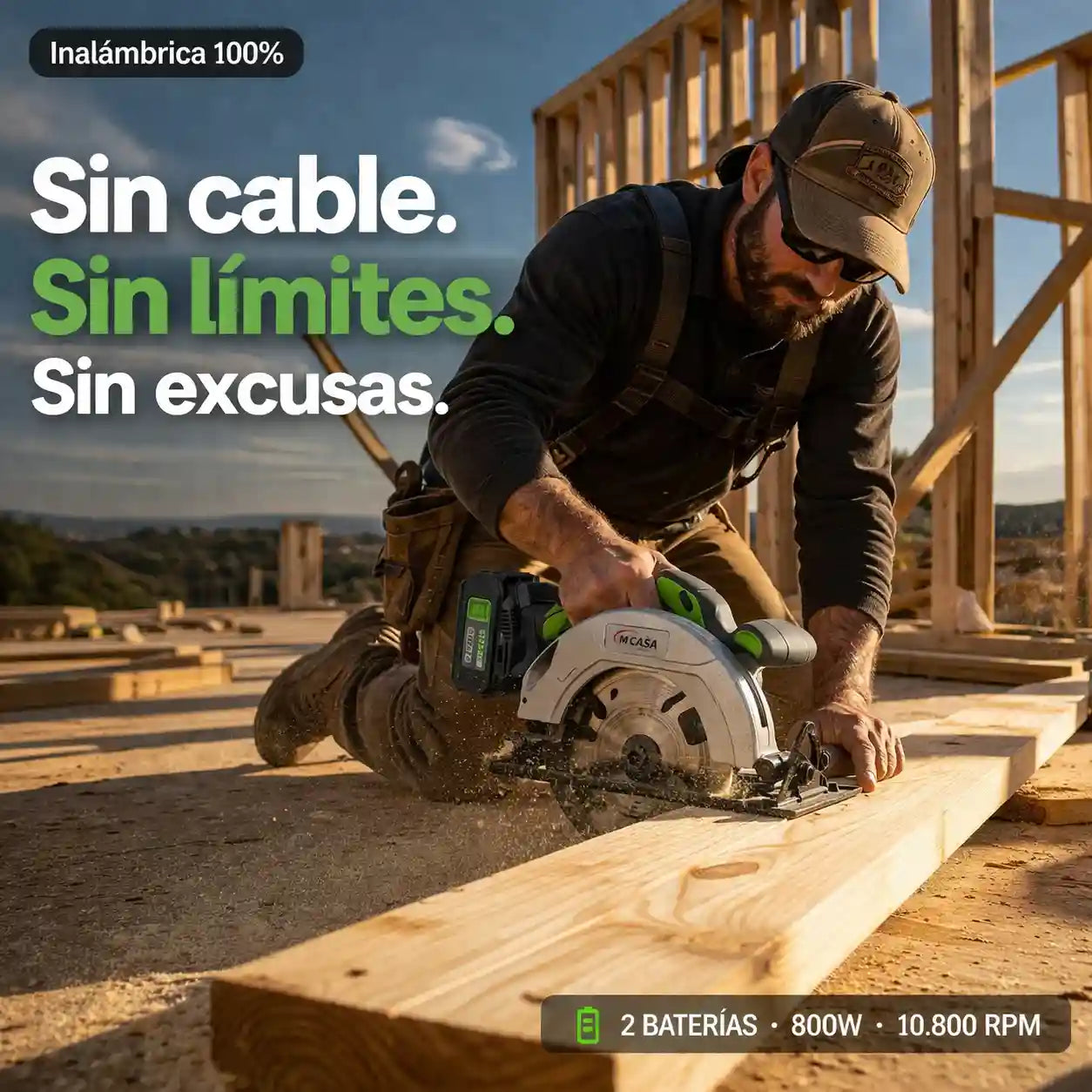 Sierra Circular Inalámbrica MCASA 2 Baterías | Incluye 3 discos de regalo 🎁