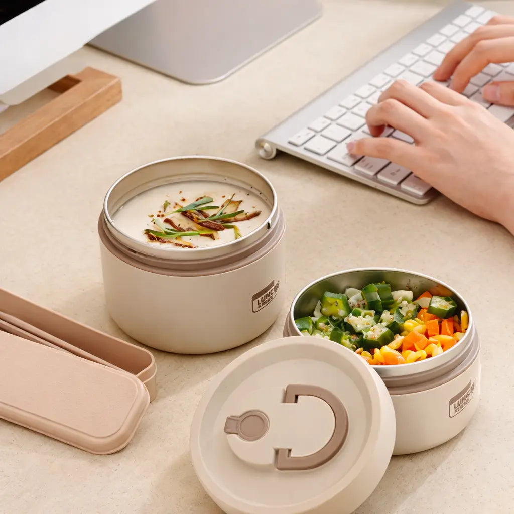 SET LONCHERA TÉRMICA ACERO INOX 🎒🍱