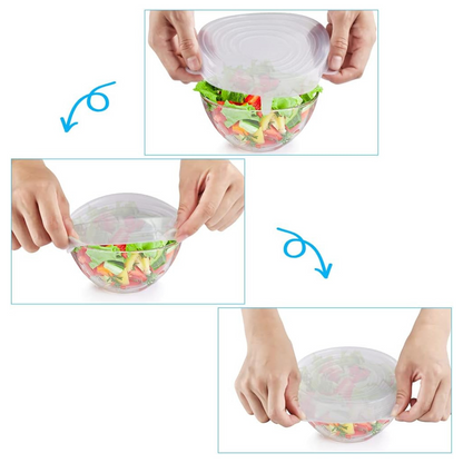 Juego de 6 Eco-Tapas Elásticas de Silicona Reutilizables