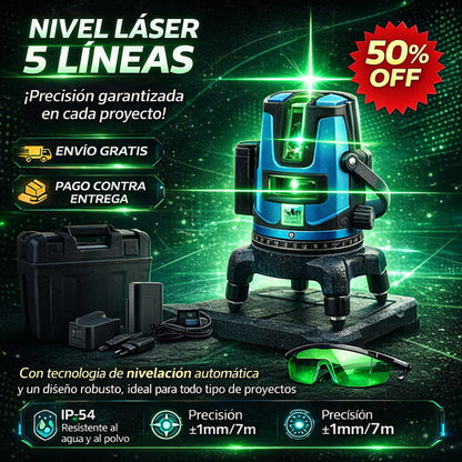 Nivel Láser Profesional de 5 Líneas 360º 🟢 La precisión no se negocia