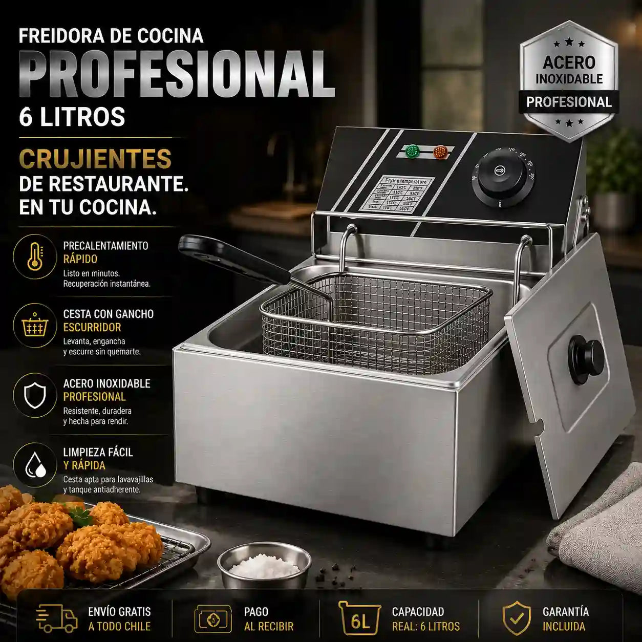 Freidora Eléctrica Profesional 6L ~ ¡Cocina sin límites!