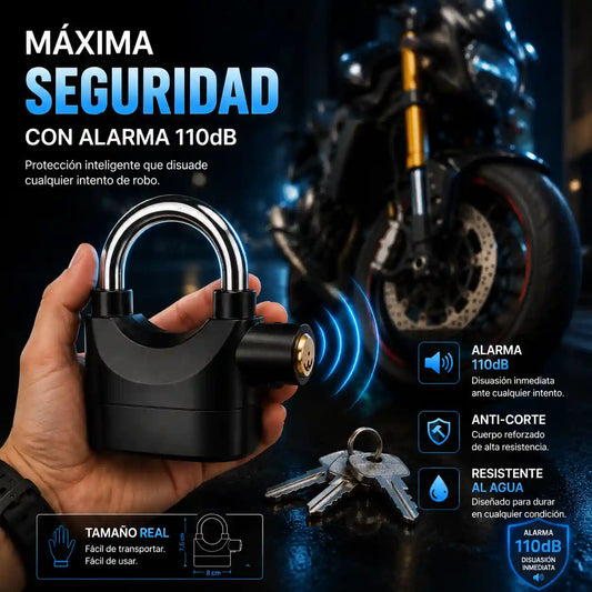 CANDADO CON ALARMA 110dB 🔒 MÁXIMA SEGURIDAD