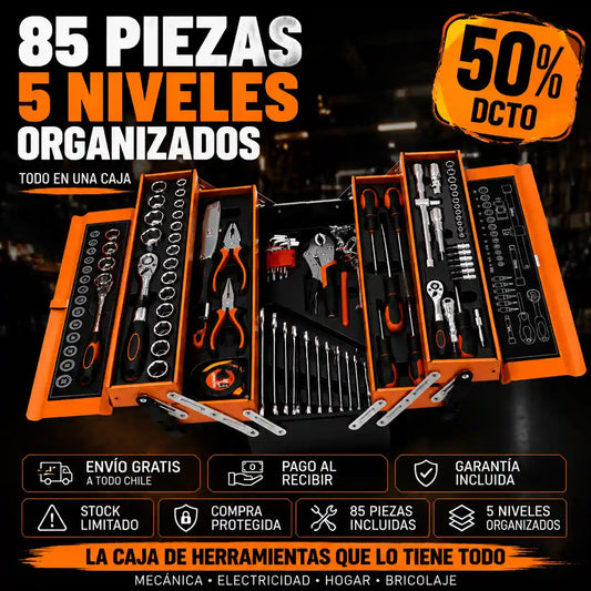 Caja Herramientas 85 Piezas 5 Niveles