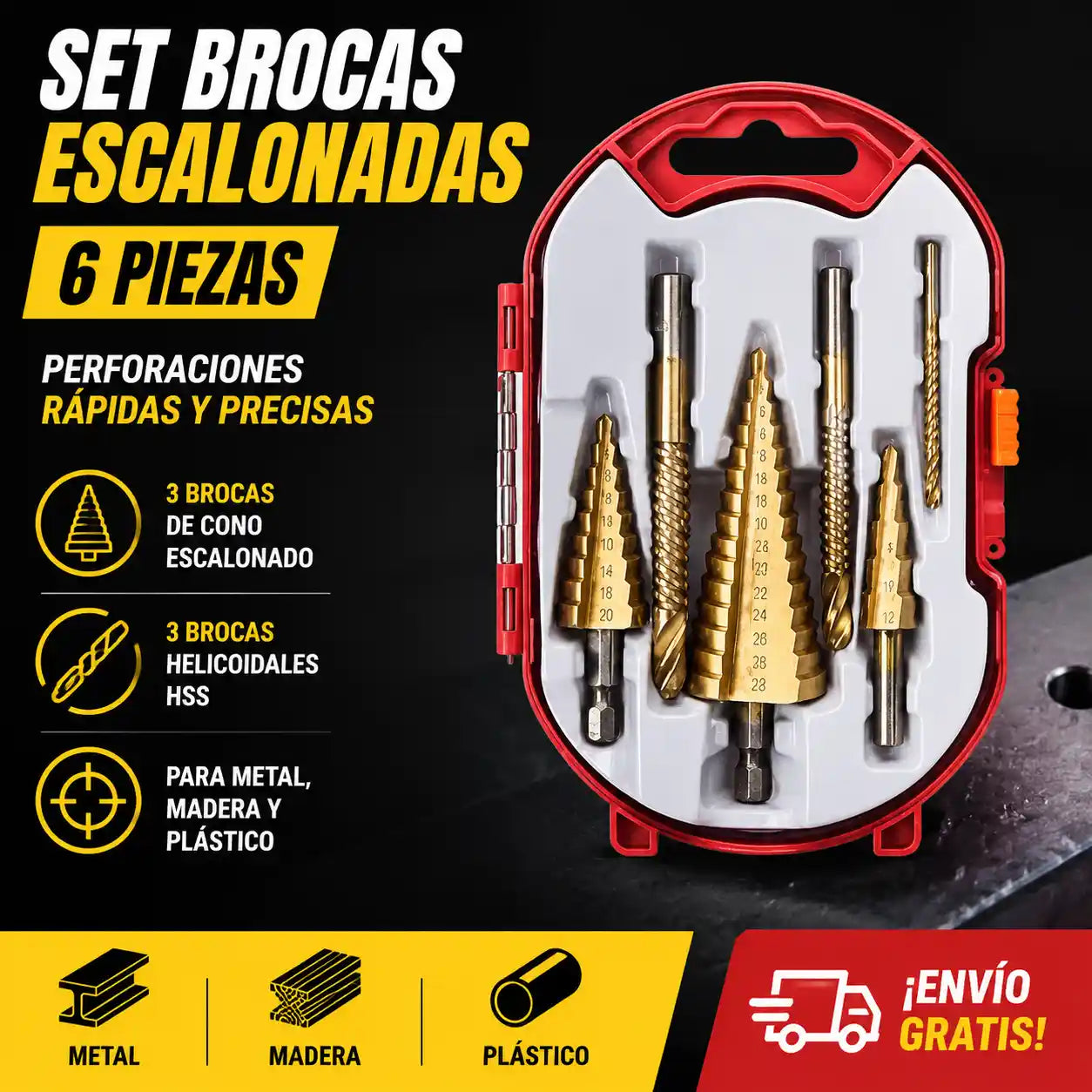Set Brocas Escalonadas 6 piezas