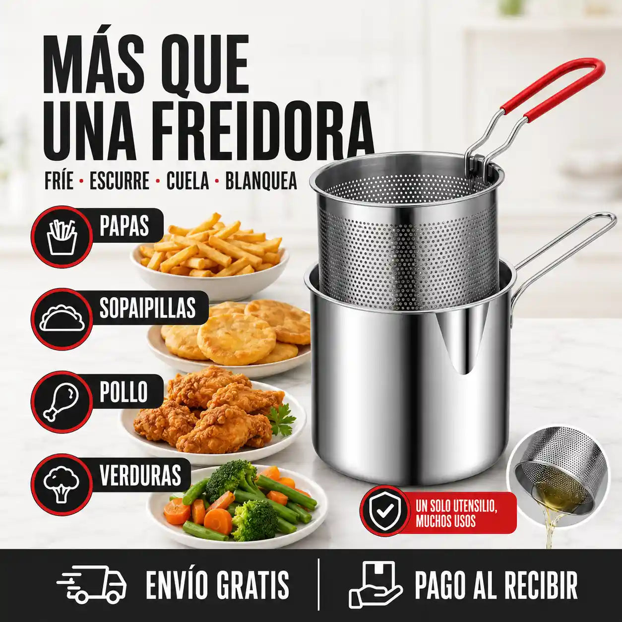 Olla acero 304 inoxidable para freír