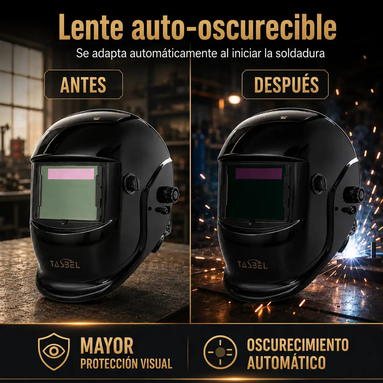 Mascara de Soldar Auto-Oscurecible Tasbel🧑‍🏭
