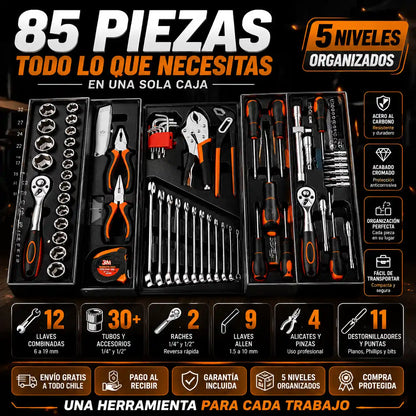 Caja Herramientas 85 Piezas 5 Niveles