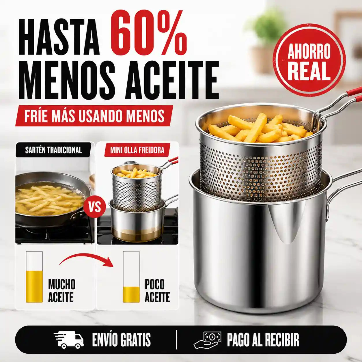 Olla acero 304 inoxidable para freír