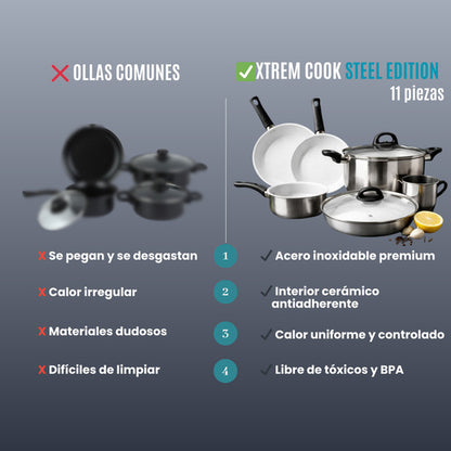 Set Xtrem Cook Acero Inoxidable 11 piezas™ — ¡Es hora de renovar tu cocina!