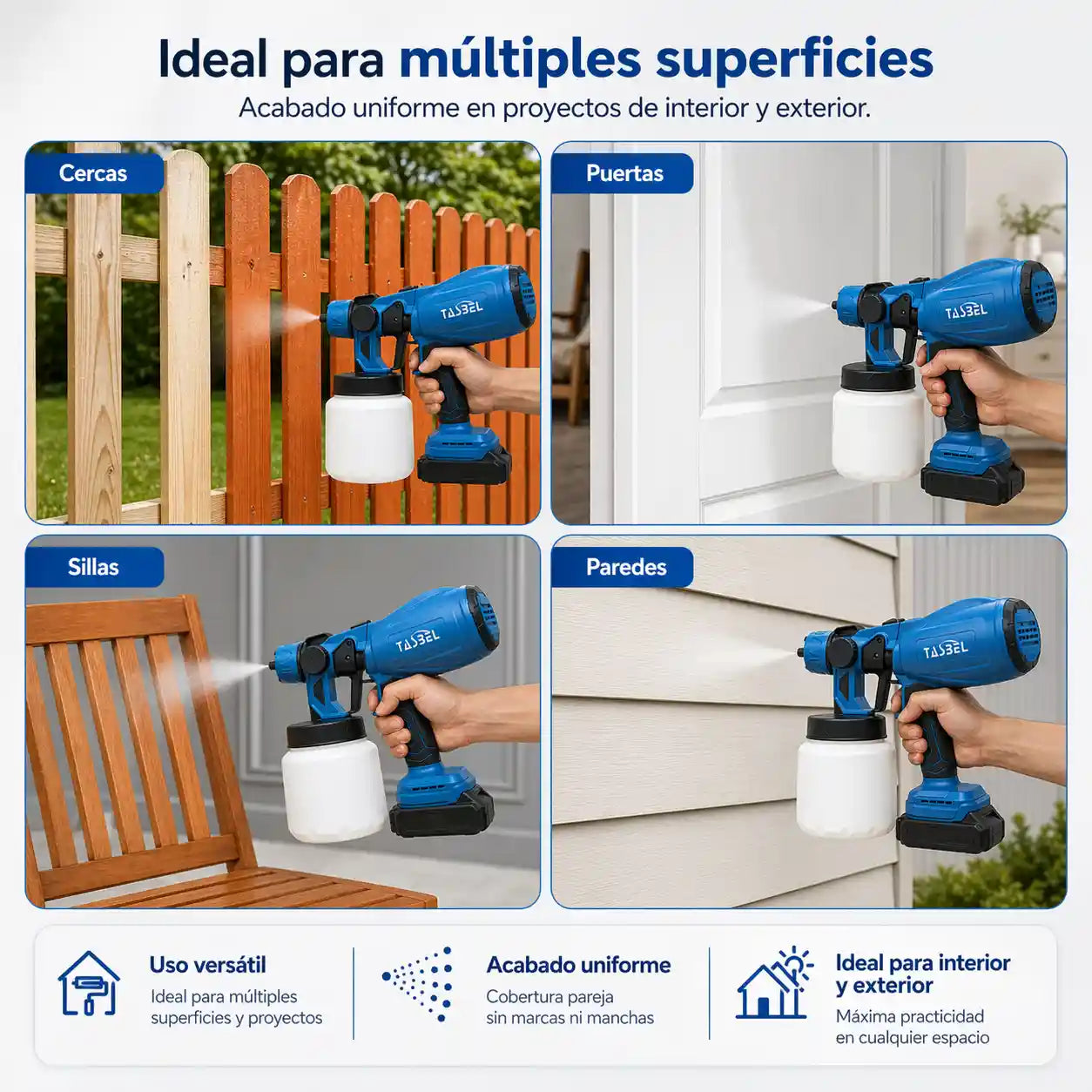 Pistola pintura inalámbrica Tasbel 2 baterías
