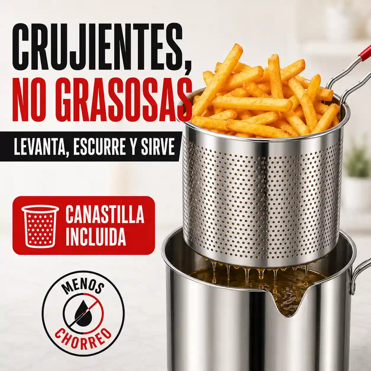Olla acero 304 inoxidable para freír