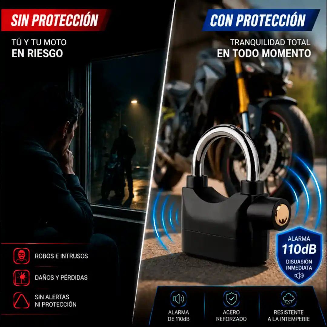 CANDADO CON ALARMA 110dB 🔒 MÁXIMA SEGURIDAD