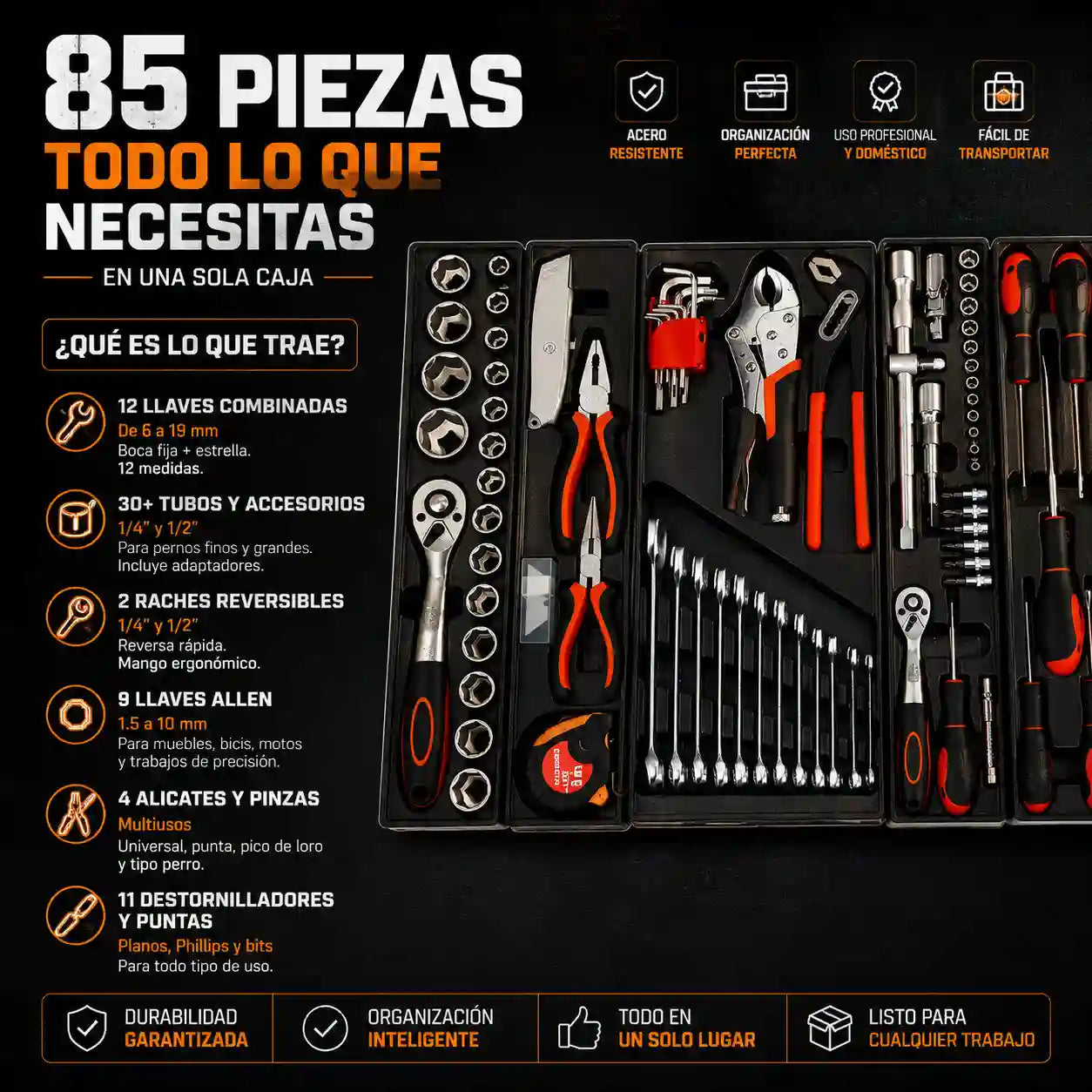 Caja Herramientas 85 Piezas 5 Niveles