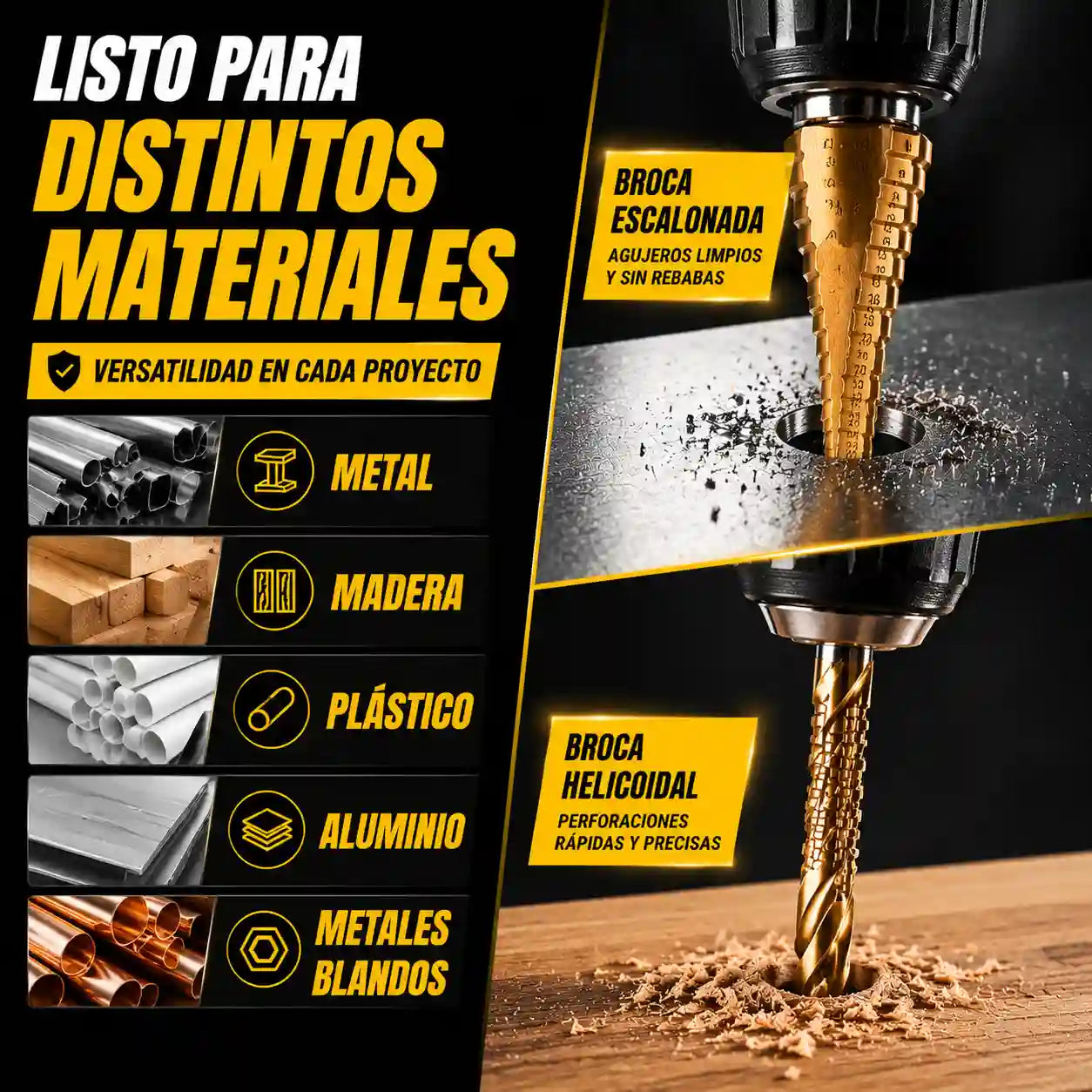 Set Brocas Escalonadas 6 piezas
