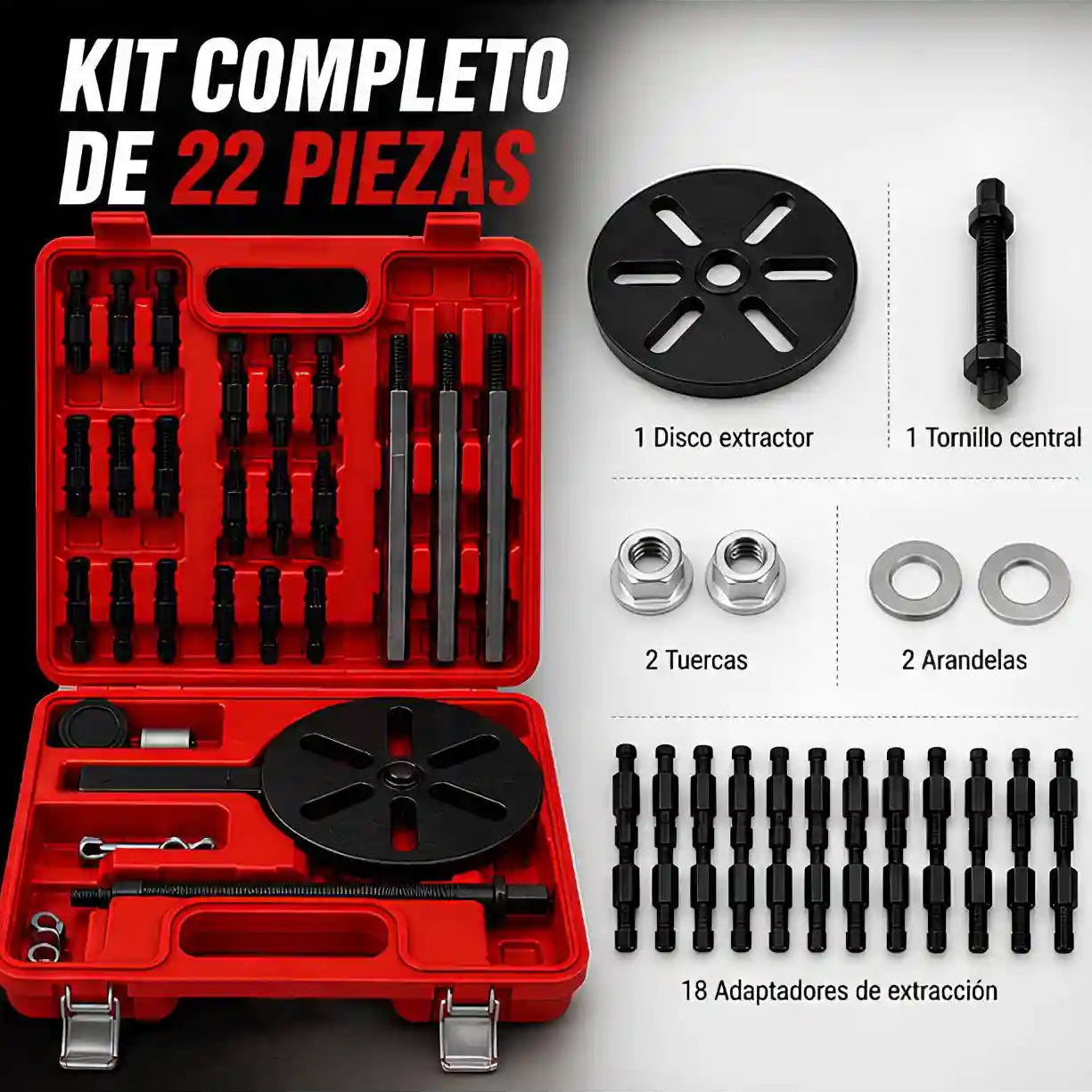 Kit Extractor Interno Rodamientos Profesional 22PCS ~ ¡Desmontar sin dificultad!
