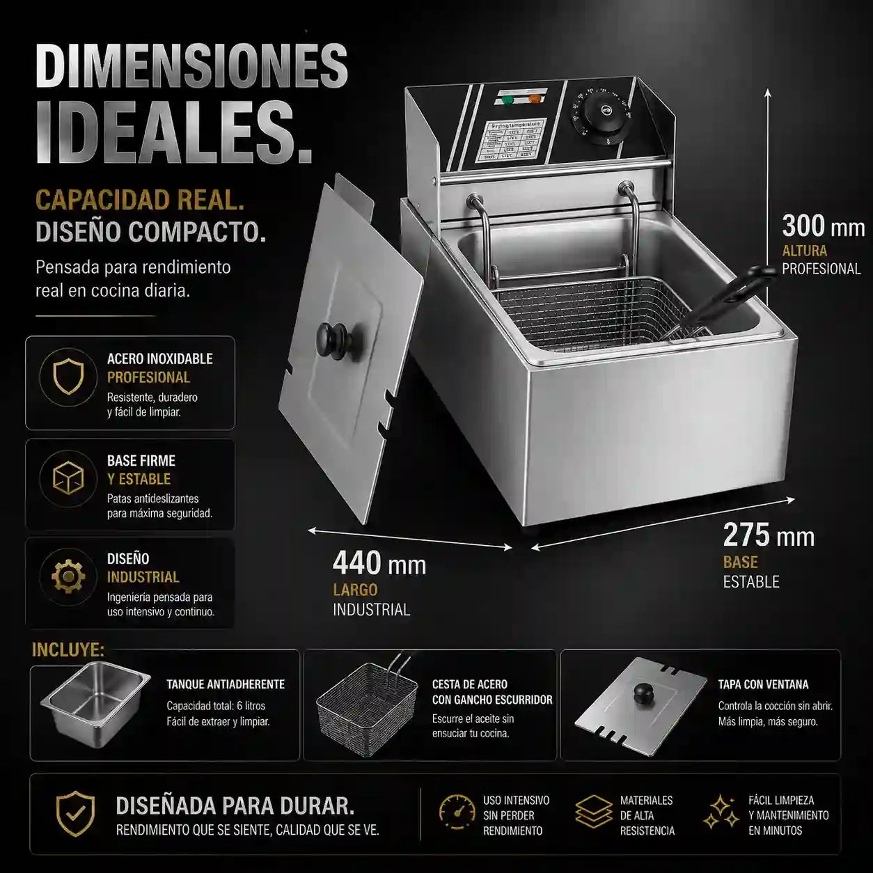 Freidora Eléctrica Profesional 6L ~ ¡Cocina sin límites!