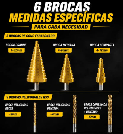 Set Brocas Escalonadas 6 piezas