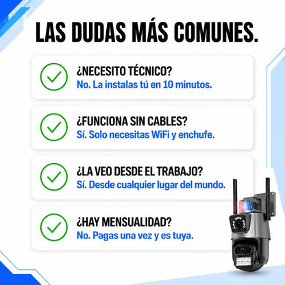 Cámara Seguridad Wifi Doble Lente Full HD  | Visión 360°