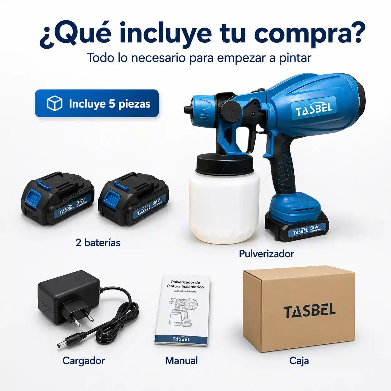 Pistola pintura inalámbrica Tasbel 2 baterías