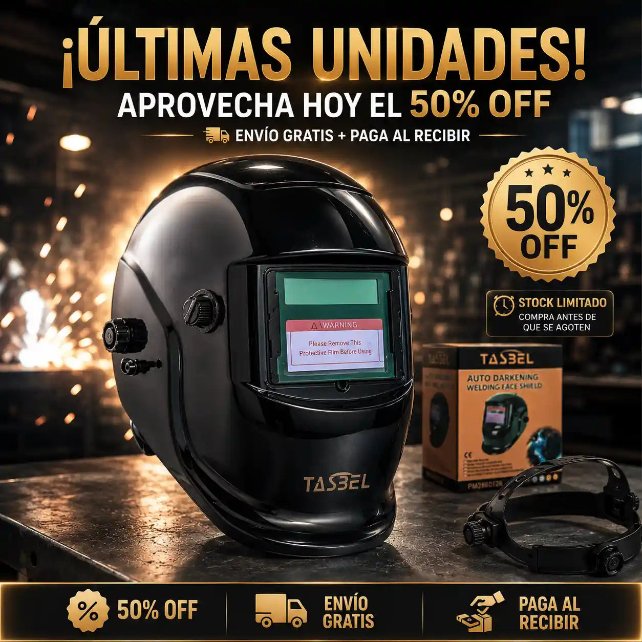 Mascara de Soldar Auto-Oscurecible Tasbel🧑‍🏭