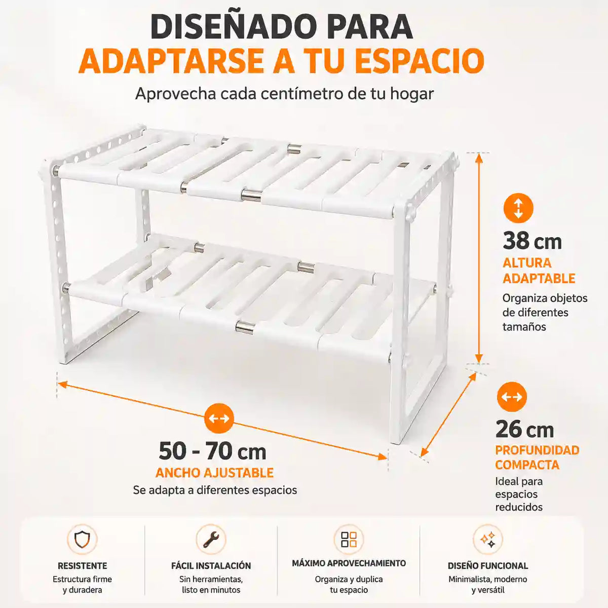 Organizador Doble Nivel Adaptable SpaceMax™