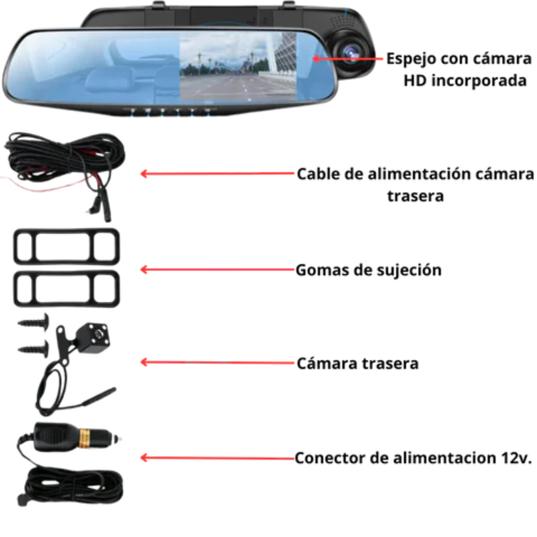 DobleVista™ Retrovisor HD🚘 – Graba tu camino, protege tu viaje. 🎥
