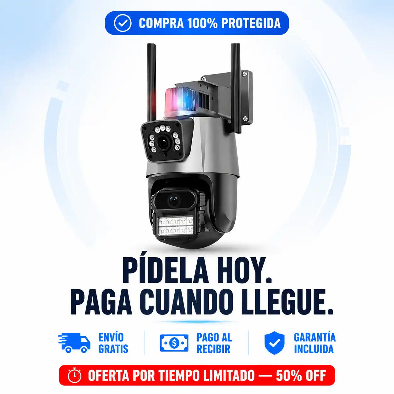 Cámara Seguridad Wifi Doble Lente Full HD  | Visión 360°
