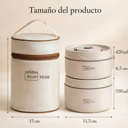 SET LONCHERA TÉRMICA ACERO INOX 🎒🍱