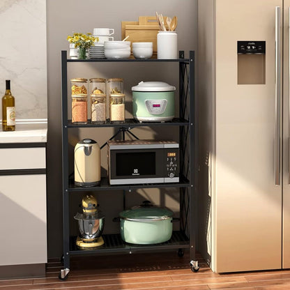 Urbanblack™ Estante Plegable 4 Pisos - El orden que tu casa necesitaba🖤🗄️!
