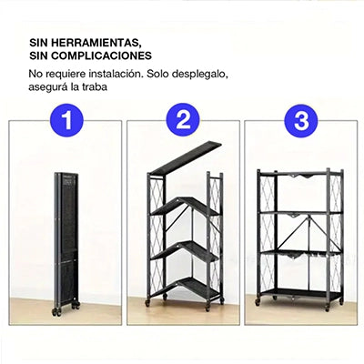 Urbanblack™ Estante Plegable 4 Pisos - El orden que tu casa necesitaba🖤🗄️!