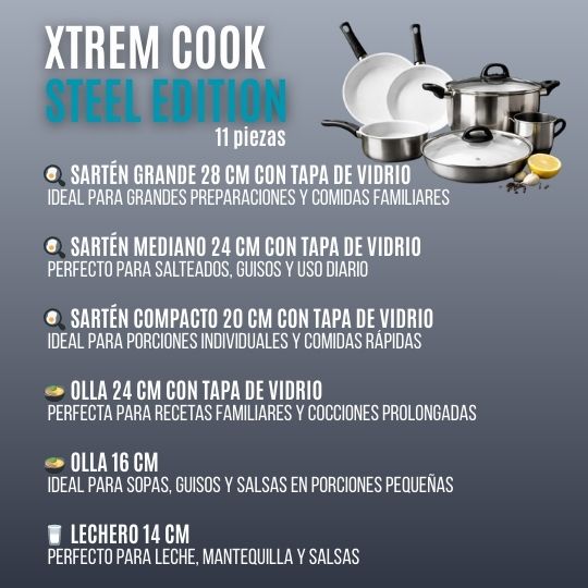 Set Xtrem Cook Acero Inoxidable 11 piezas™ — ¡Es hora de renovar tu cocina!