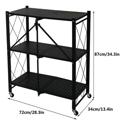 Urbanblack™ Estante Plegable 3 Pisos - El orden que tu casa necesitaba🖤🗄️!