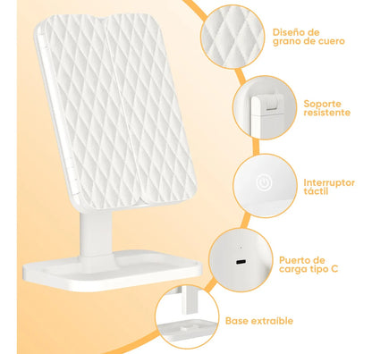Espejo Led Triple LumiBelle ™  ¬ Para verte radiante en cualquier lugar 💄