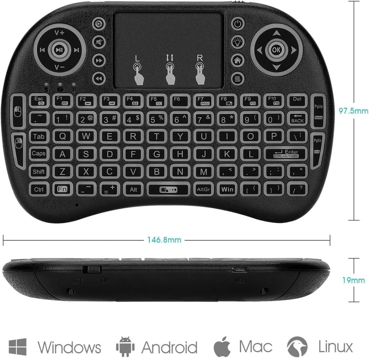 Teclado Mini KeyBoard con retroiluminación RGB