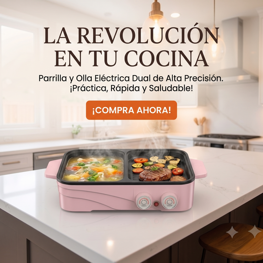 Olla y Parrilla Eléctrica Antiadherente 2 en 1