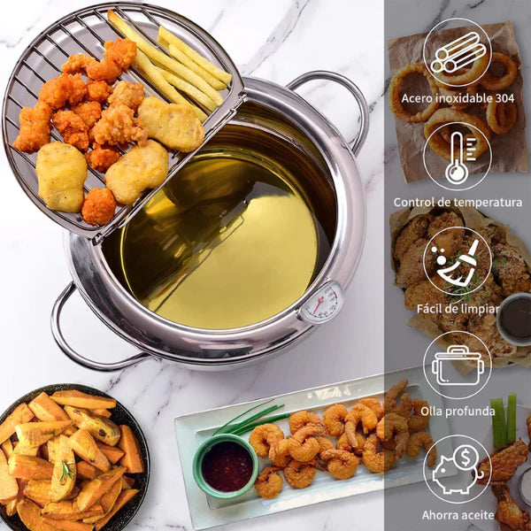 Olla Freidora Japonesa - Cocina crujiente y limpia, al estilo japonés 🇯🇵🍤