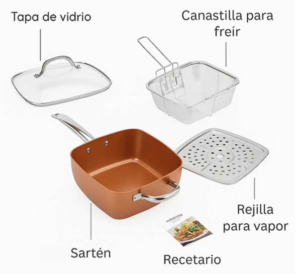 MultiCopper™ - Fríe, saltea, cocina al vapor y hornea