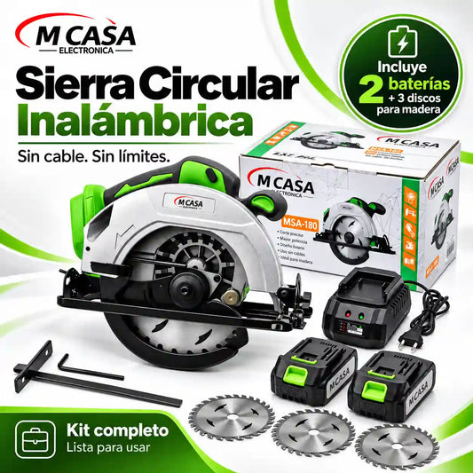 Sierra Circular Inalámbrica MCASA  2 Baterías | Incluye 3 discos de regalo 🎁
